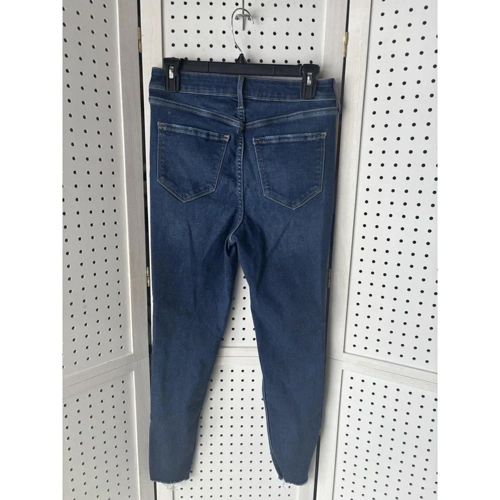 Old Navy Women's 6‎ High Rise Rockstar Super Skinny Blue Denim Jeans Raw Hem